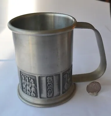 Konn Tinge (H.S.) Norway Pewter 1/2 Pint Tankard With Band Of Viking Decoration • $12.42