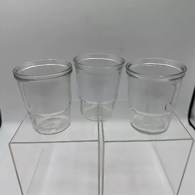 Vintage Ball Jelly Glass Ribbed Jar Clear 3.75  Set Of 3 Canning Storage • $14.99