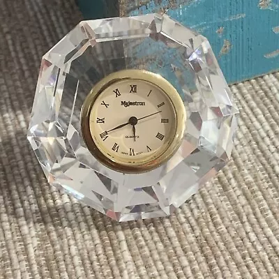 Majestron Crystal Quartz Clock - Miniature Desk Shelf Glass Timepiece • $15