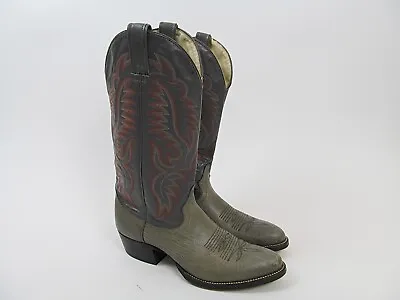 Vintage Wrangler Cowboy Boots Mens 8 D Gray Wings Fire Flames Made In USA • $59.95