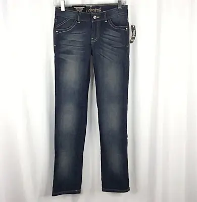 $18.60 • Buy NWT Vault Denim Jeans Girls 14 Slim Leg Blue Adjustable Waist