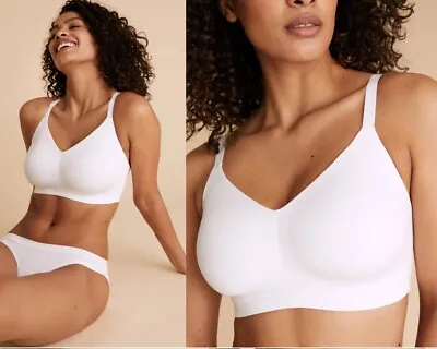 £14.95 • Buy M&S White Flexifit Full Cup Bra Smoothing Crossover Back Non Wired Non Padded