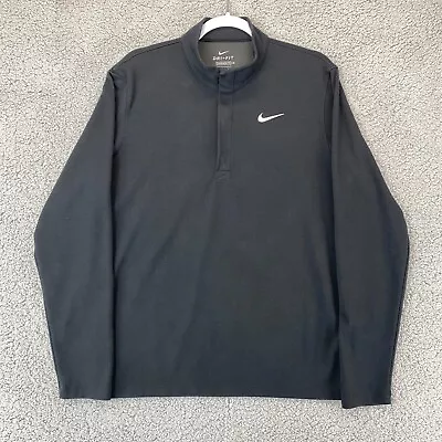 Nike Dri-Fit Adult M Black 1/4 Zip Mock Neck Pullover Standard Fit Sweater Mens • $13.50