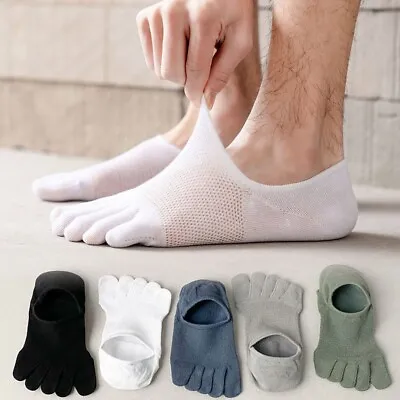 Mens Women Toe Socks Sports Trainer Breathable Five Finger Cotton Running Socks • £3.89