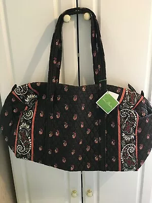 NWT VERA BRADLEY QUILTED SMALL GYM TRAVEL DUFFEL BAG Houndstooth Brown RARE • $55.95