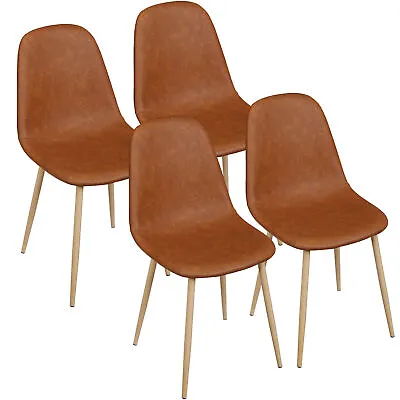 Mid Century Modern Dining Room Chairs Set Of 4 W/ Metal Legs For Home Kitchen • $110.58