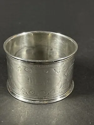 Antique M M Monogrammed Ornate Etched Sterling Napkin Ring • $49.99
