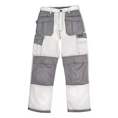 Site Hound Holster Work Trousers W40 L32 White Grey Painters DIY • £18.99