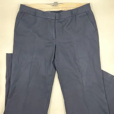 J Crew Womens City Fit Chino Pants Size 10 Blue Cotton Flat Front Relaxed Fit • $15.99