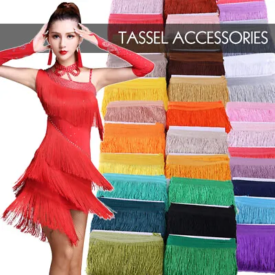 10Yard 15cm/6'' Chainette Tassel Fringe Lace Trim Edging Sew Latin Dress 56color • $12.34