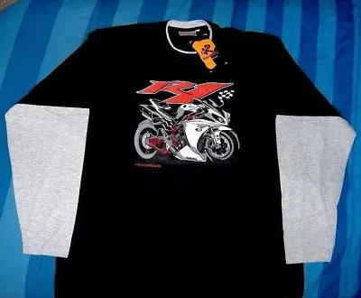 Poolack Yamaha R1 Long Sleeve Caricature Motorcycle T-Shirt • £14.38