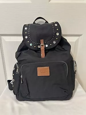 NWT Victoria Secret PINK Stud Charcoal Black Canvas Backpack Book Bag • $45