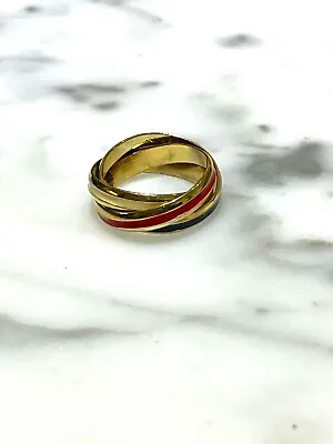 Vintage 18KGF Tri-Color Enamel Trinity Rolling Band Ring Size 5.7 • $937.35