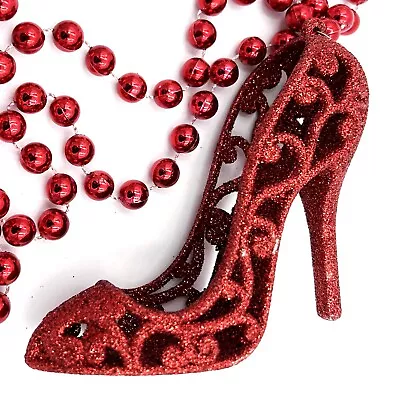 High Heels Red Mardi Gras Bead Necklace New Orleans Shoes Glitter Fashion • $5.95