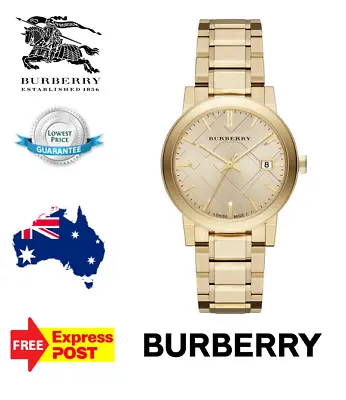 New Burberry 'the City' Bu9033 Gold/champagne Check Mens Womens Unisex Watch • $329.99