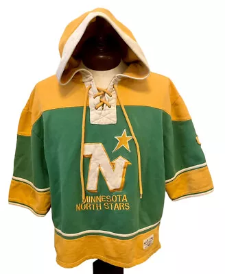 Vintage MINNESOTA NORTH STARS OLD TIME HOCKEY Rafters Hoodie Short Sleeve L • $59.99