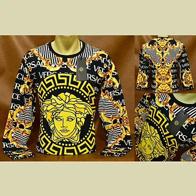 Versace NWT Men's Medusa Head Baroque Design Long Sleeve T-Shirt • $43.45