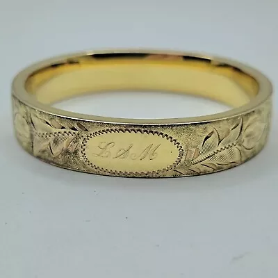 Vintage ~ Van Dell 12k Floral Hinged Bangle Bracelet • $74.99