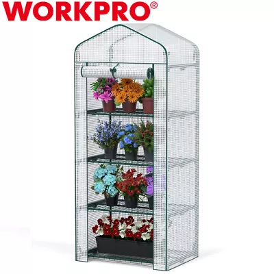 WORKPRO Mini Greenhouse 4-Tier Portable Rack Shelves Gardening Plant Green House • $56.04