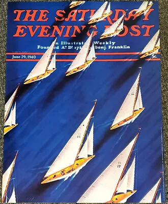 Saturday Evening Post SAILING Yachting 1940 Cover 22x28 Premium Wall POSTER • $35.99