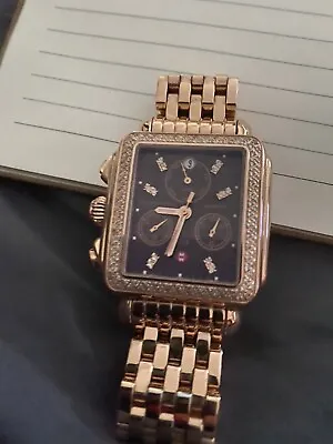 Fabulous Gorgeous Michele  MV06P01B4046 Rose Gold .66 Carats Dark Brown Face • $2500