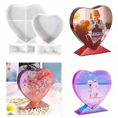 Love Heart Picture Frame Epoxy Mould Craft Resin Decoration Making Silicone Mold • £4.67