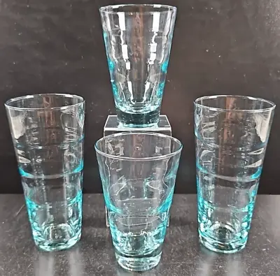 4 Pc Libbey Ripple Aqua Cooler Highball Glasses Set Vintage Saturn Optic MCM Lot • $46.87