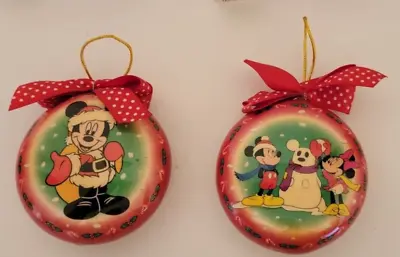 Lot Of 2 Vintage 1996 Enesco Mickey Mouse Unlimited Ribbon Christmas Ornament • $10