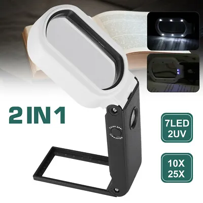 Rechargeable 10/25X Magnifier 9 LED Light Magnifying Crafts Glass Lens Desk Lamp • $11.79