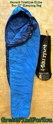 Marmot Trestles Elite Eco 20° Sleeping Bag Estate Blue/Classic Blue- Long • $99.99