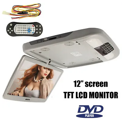 12in Car Roof Mount DVD Player Flip Down Monitor Digital Screen TFT LCD USB Grey • £188.99