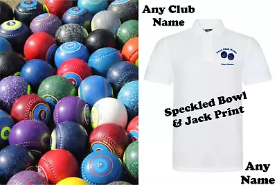 Personalised White Polo Shirt With Speckled Coloured Lawn Bowls Add Club & Name  • £14.99