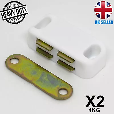 £2.99 • Buy 2x White 4KG Magnetic Catch STRONG Cupboard Cabinet Wardrobe Kitchen Door Lock