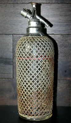 Vintage SPARKLETS Seltzer Water Bottle Heavy Thick Glass Wire Mesh Soda Syphon • $32.39