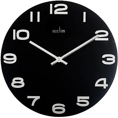Acctim Mika Wall Clock Quartz Open Dial Mirrored Numerals Black 30cm • £23.95