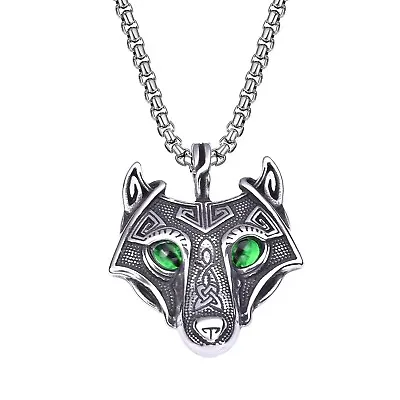 Mens Stainless Steel Viking Celtic Wolf Head Pendant Necklace For Men Gift • $7.99