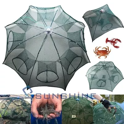 Fishing Bait Trap Crab Net Foldable Crawdad Fish Minnow Shrimp Cast Dip Cage NEW • $9.83