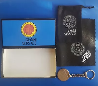 Vintage Silver Tone Gianni Versace Keychain With Pouch Bag/Cloth In Original Box • $319