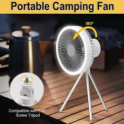 Portable Camping Fan Tent LED Light Outdoor Ceiling Lantern USB Hanging Lamp AU • $56.99