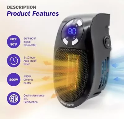 Small Portable Plug In Electric Handy Wall Space Toasty Heater Thermostat Heater • $19.96