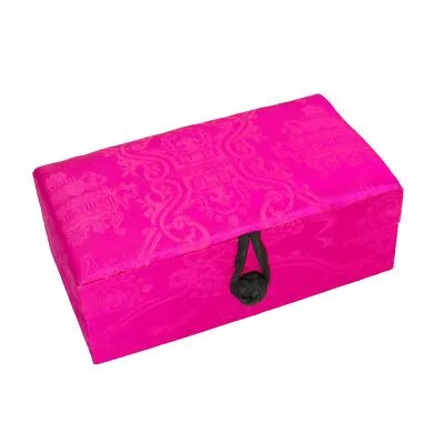 Hot Pink Chinese Silk Asian Jewelry Box Cushioned Compartment Storage Organizer • $26.88