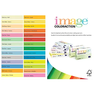 Image Coloraction A4 80gsm Copy Paper 500 Sheets Per Ream Full Range Of Colours • £15.77