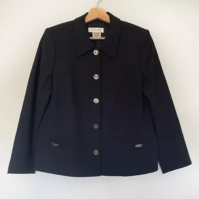 Vintage ESCADA Margaretha Ley Black Buttoned Blazer Jacket Size 40 EUR / 8 US • $80