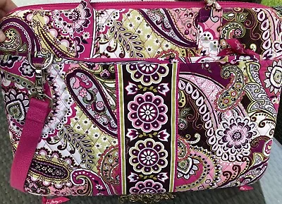 Vera Bradley Laptop Case Very Berry Paisley Crossbody Bag • $44