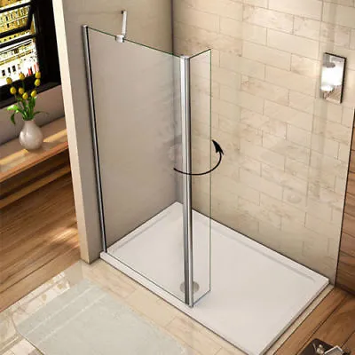 Walk In Shower Enclosure Wet Room Screen&Flipper 8mm NANO Glass Panel Tray+Waste • £93
