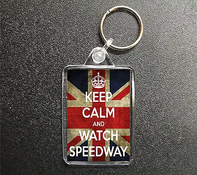 Keep Calm And Watch Speedway Union Jack Keyring Bag Tag Gift • £3.50
