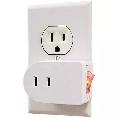 1X Single 2-Prong Outlet AC Wall Plug On/Off LIGHTED POWER SWITCH Electrical Ada • $7.29