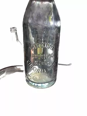 Aprox 8” TALL EMBOSSED SODA BOTTLE VIRGINIA MINN. 1918 Bottling Works Mn  • $16