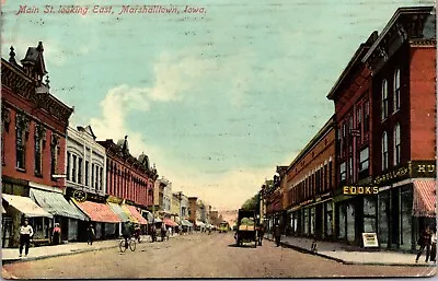 Postcard Main Street Looking East In Marshalltown Iowa • $8