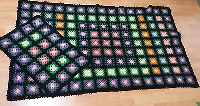 $14.99 • Buy Granny Square Crochet Afghan Blanket Handmade 66x54 Multi Color 